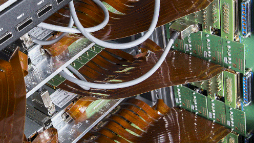 FIGURE 1. Rigid-flex circuit anchored during installation.